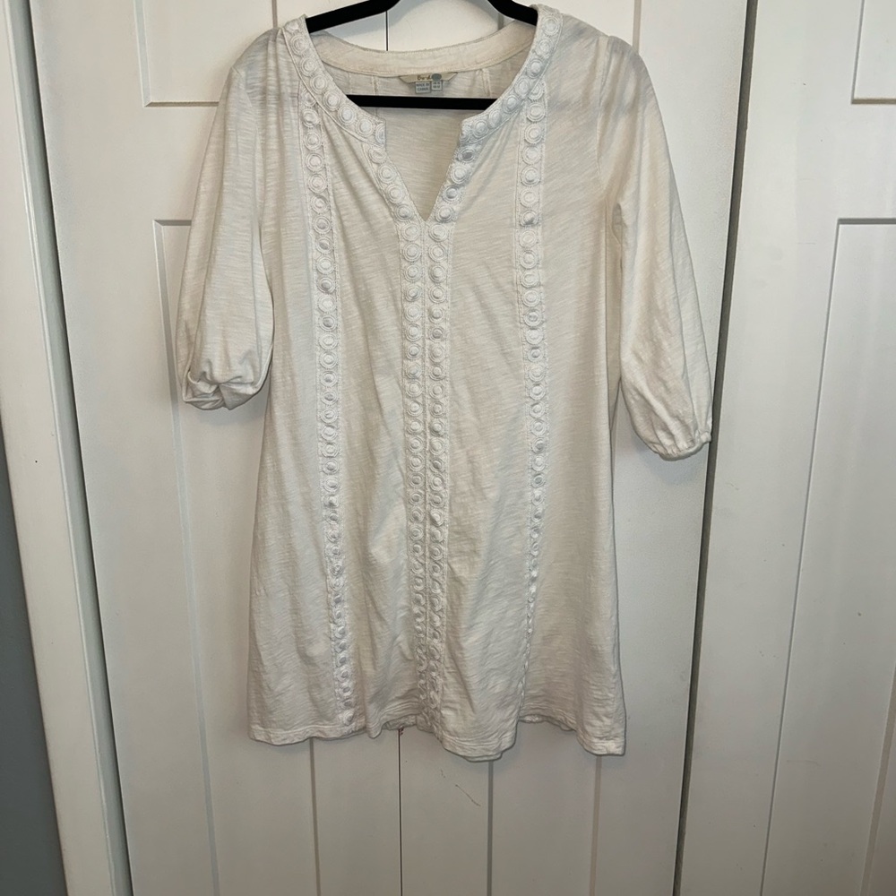 Boden White Textured Short Dress/Tunic Top size 12
